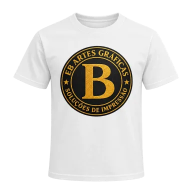 Camiseta branca personalizada da EB Artes Gráficas