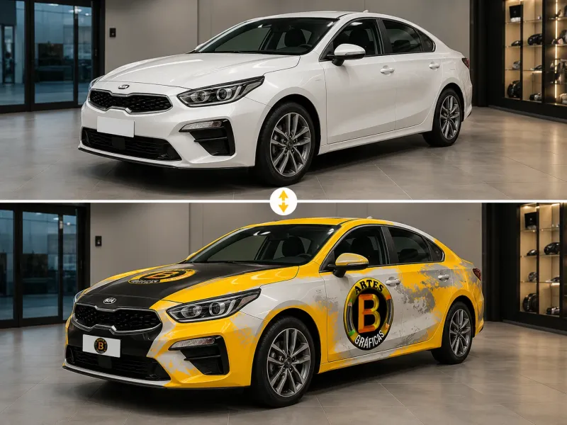 Carro com envelopamento personalizado — antes e depois